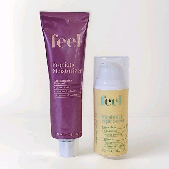 FEEL BEAUTY BUNDLE Probiotic Moisturizer + Refinishing Night Serum NEW - Picture 1 of 3